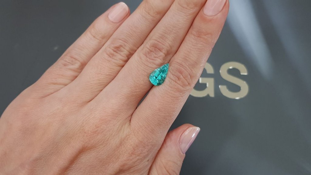 Rare neon blue Paraiba tourmaline in pear cut 2.80 ct Image №2