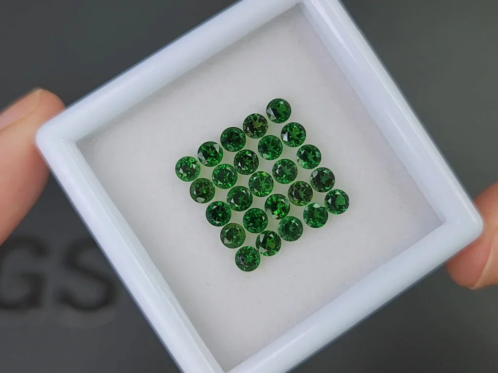 Lot of bright green chrome tourmalines in round cut 3.10 carats, Tanzania  Image №2