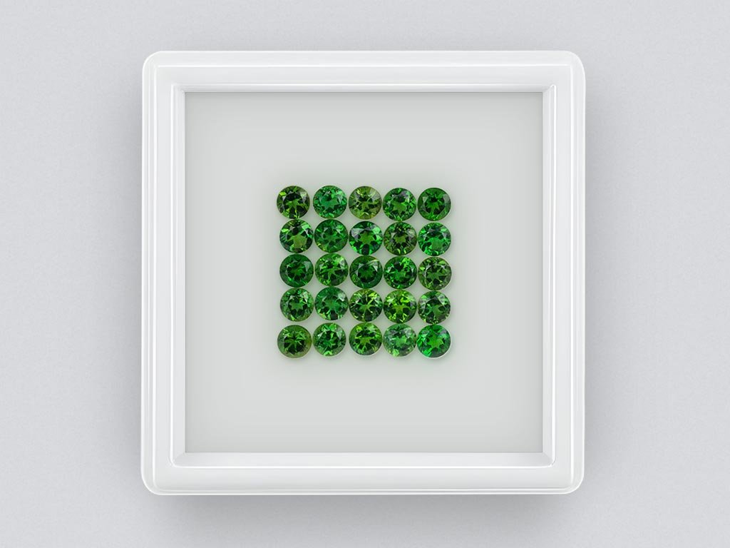 Lot of bright green chrome tourmalines in round cut 3.10 carats, Tanzania  Image №1
