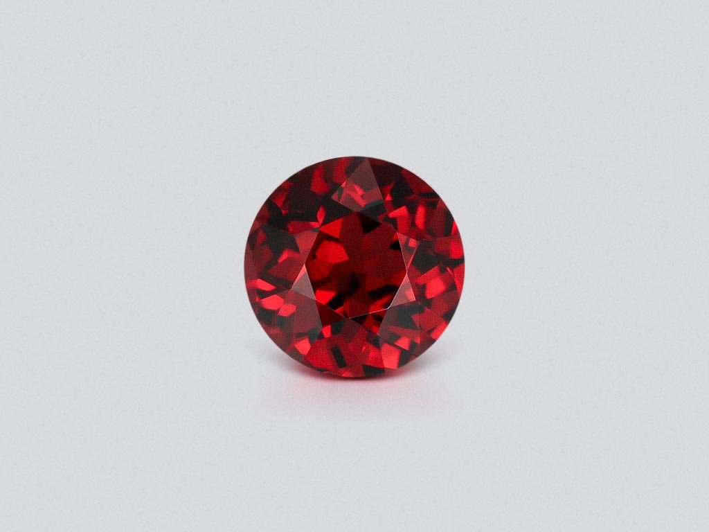 Red-orange rhodolite garnet in round cut 3.84 carats, Tanzania Image №1