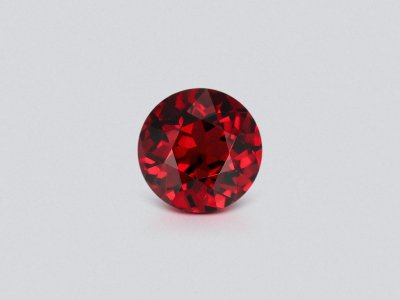 Red-orange rhodolite garnet in round cut 3.84 carats, Tanzania photo