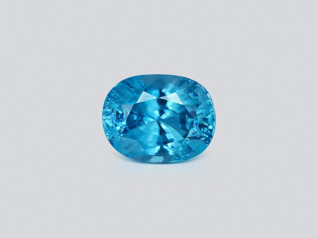 Large blue zircon in oval cut 12.98 carats, Cambodia  Image №1