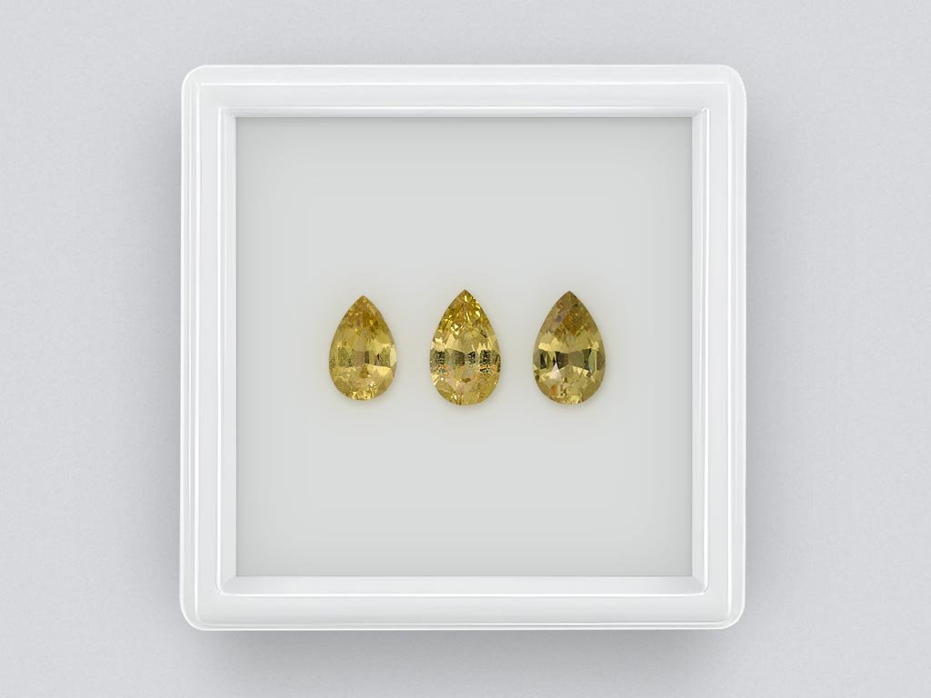 Set of unheated yellow sapphires  pear cut 2.98 carats, Madagascar Image №1