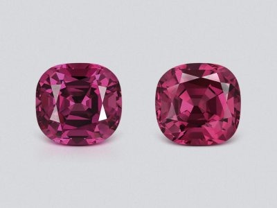 Pair of purple rhodolite cushion cut 6.62 carats, Tanzania photo