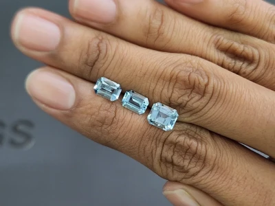 Set of aquamarines octagon cut  2.96 carats, Madagascar photo