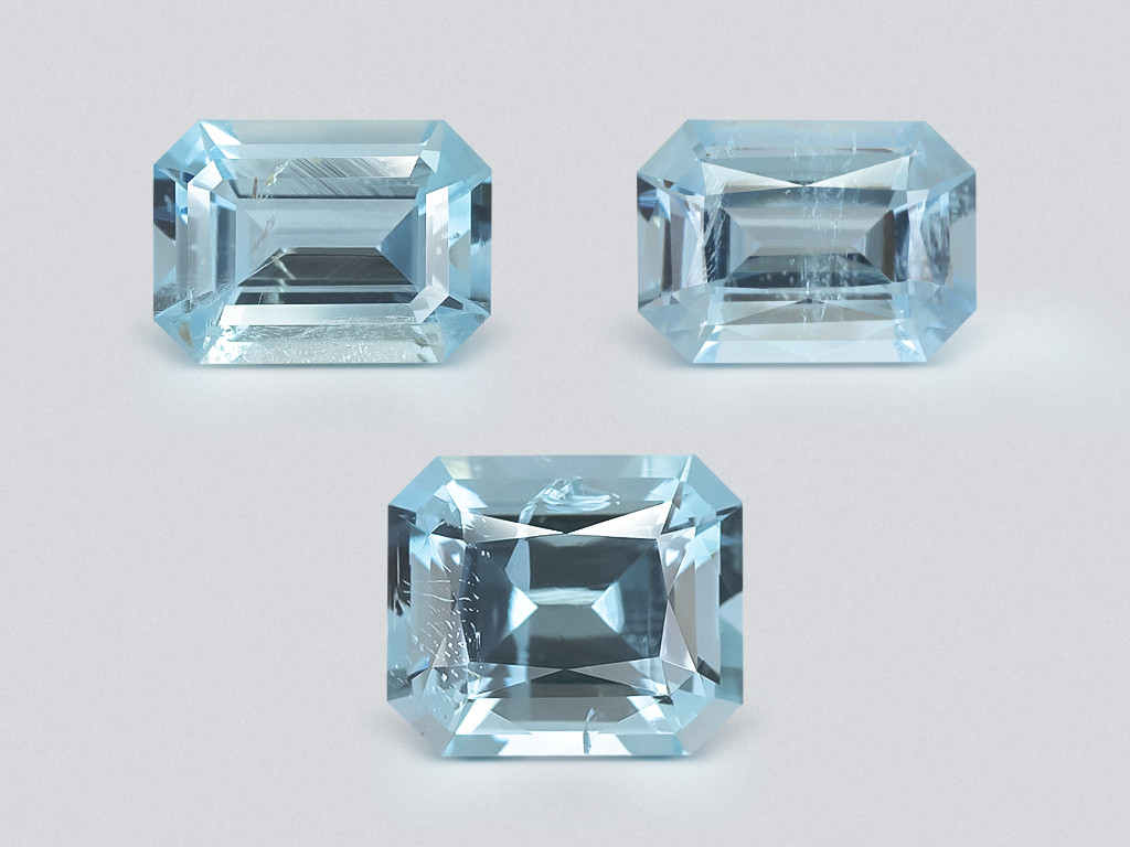 Set of aquamarines octagon cut  2.96 carats, Madagascar Image №1