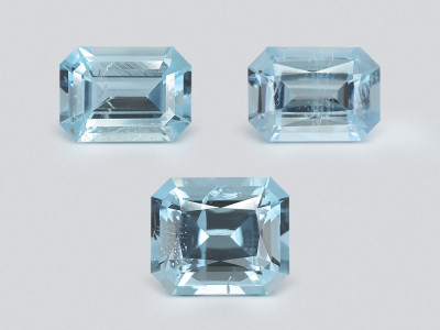 Set of aquamarines octagon cut  2.96 carats, Madagascar photo