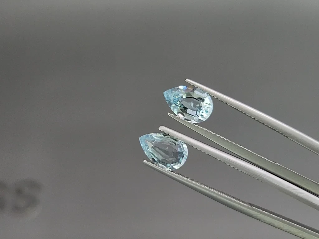 Set of aquamarines in pear cut 3.88 carats, Madagascar Image №4