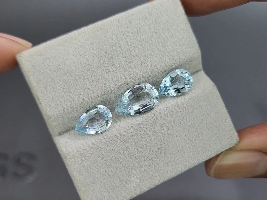 Set of aquamarines in pear cut 3.88 carats, Madagascar Image №5