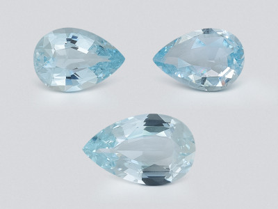 Set of aquamarines in pear cut 3.88 carats, Madagascar photo