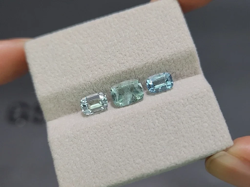 Set of aquamarines cushion cut 2.52 carats, Madagascar Image №5