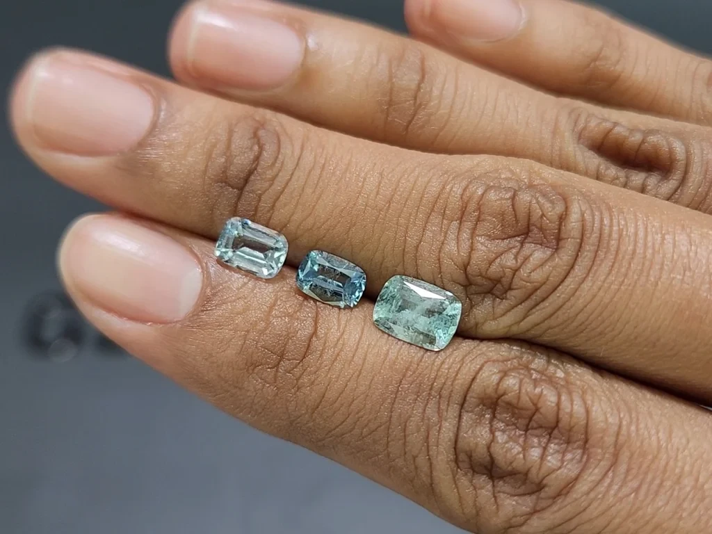 Set of aquamarines cushion cut 2.52 carats, Madagascar Image №2