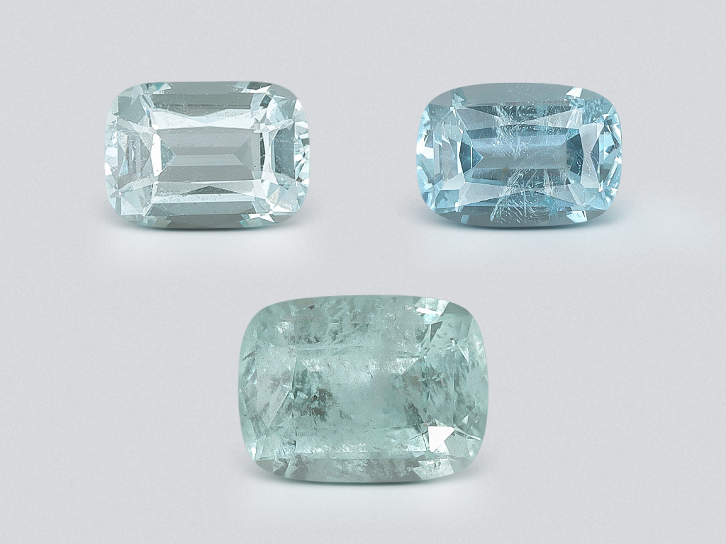 Set of aquamarines cushion cut 2.52 carats, Madagascar Image №1