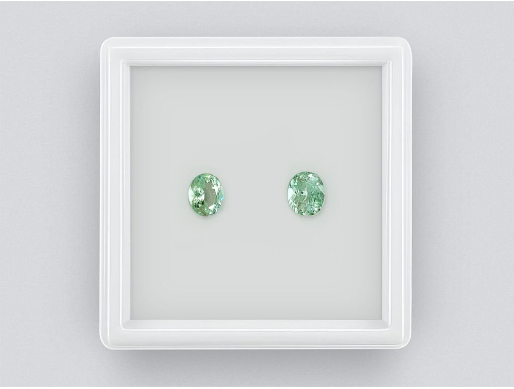 A pair of bluish-green tourmalines, 1.19 carats, Afghanistan Image №1