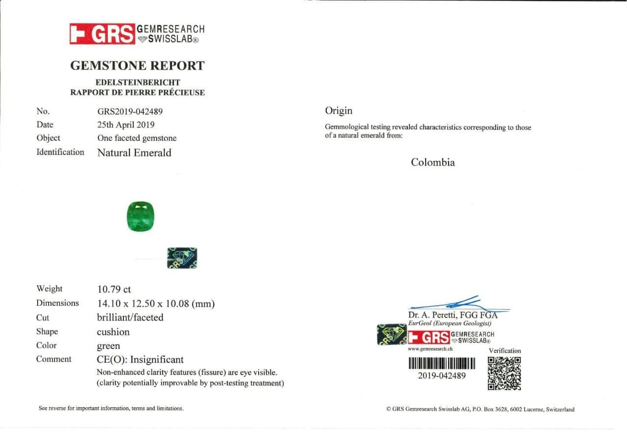 Unique large Colombian emerald 10.79 ct, GRS (Insignificant) Image №5