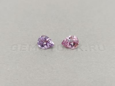 Pair of lavender and pink pear cut spinels 3.82 ct, Vietnam photo
