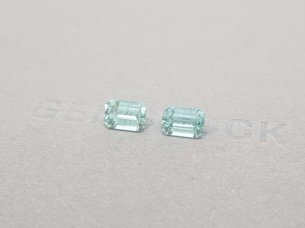 Pair of octagon cut blue tourmalines 2.88 ct Image №4