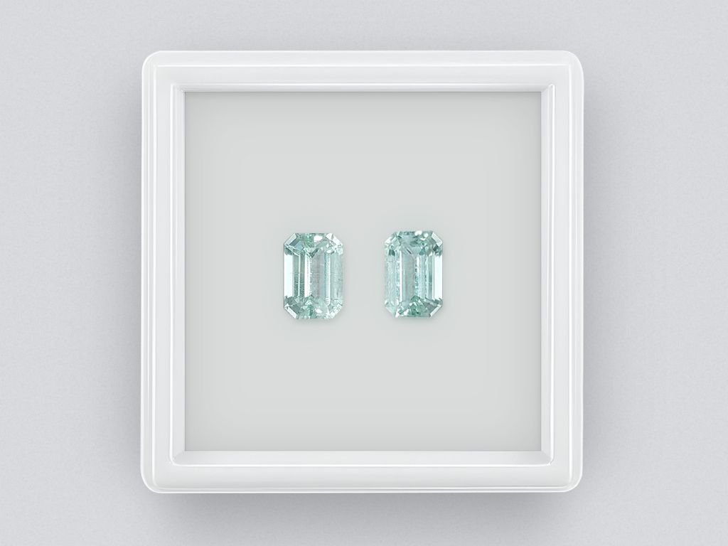 Pair of octagon cut blue tourmalines 2.88 ct Image №1