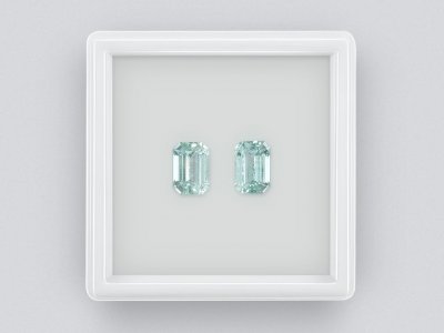 Pair of octagon cut blue tourmalines 2.88 ct photo