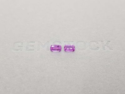 Pair of bright pink cushion cut sapphires 0.91 ct photo