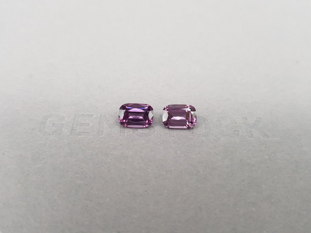 Pair of lilac cushion cut spinels 2.59 ct, Burma Image №2