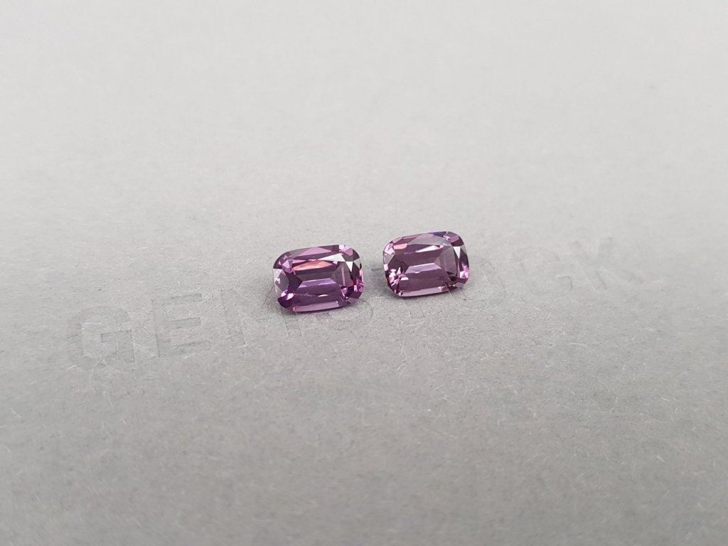 Pair of lilac cushion cut spinels 2.59 ct, Burma Image №3