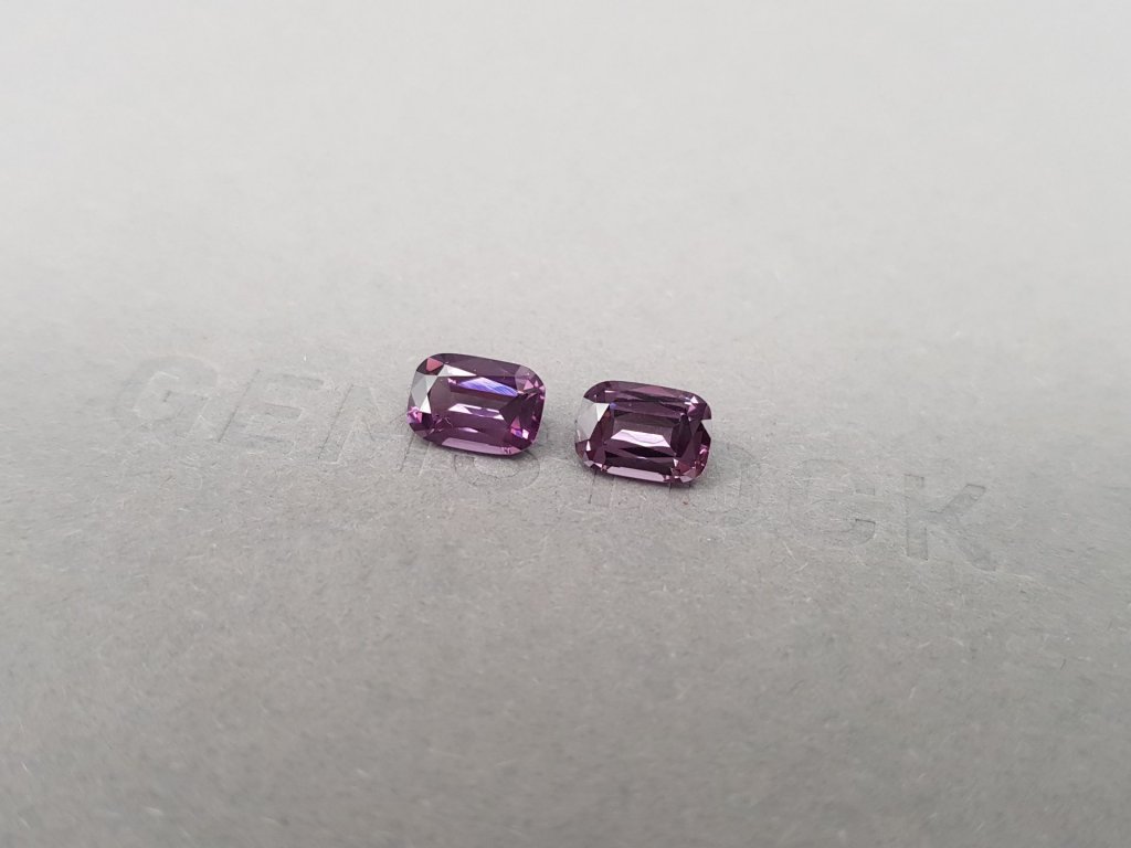 Pair of lilac cushion cut spinels 2.59 ct, Burma Image №4