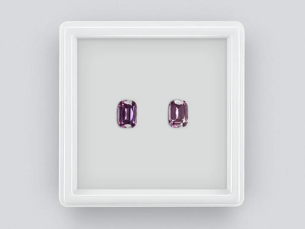 Pair of lilac cushion cut spinels 2.59 ct, Burma Image №1