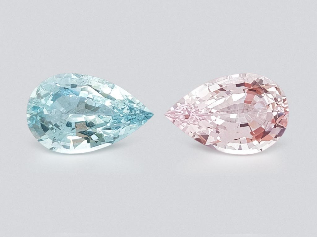 Pair of blue aquamarine and pink morganite 8.14 ct, Africa Image №1