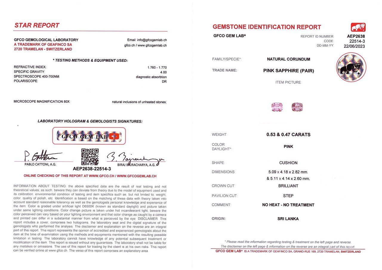Pair of unheated cushion-cut pink sapphires 1.00 ct, Sri Lanka Image №4