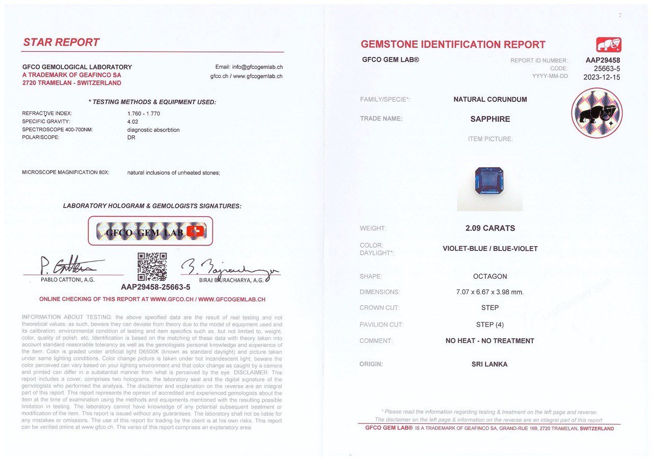 Blue unheated asscher cut sapphire 2.09 carats, Sri Lanka Image №5