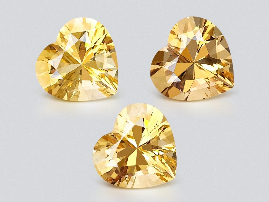 Set of citrines, high precision cut heart 13.73 carats, Africa Image №1