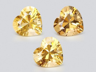 Set of citrines, high precision cut heart 13.73 carats, Africa photo