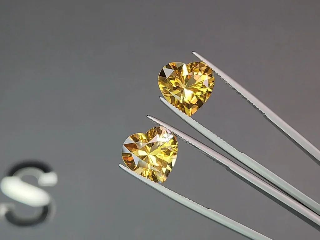 Set of citrines, high precision cut heart 13.73 carats, Africa Image №4