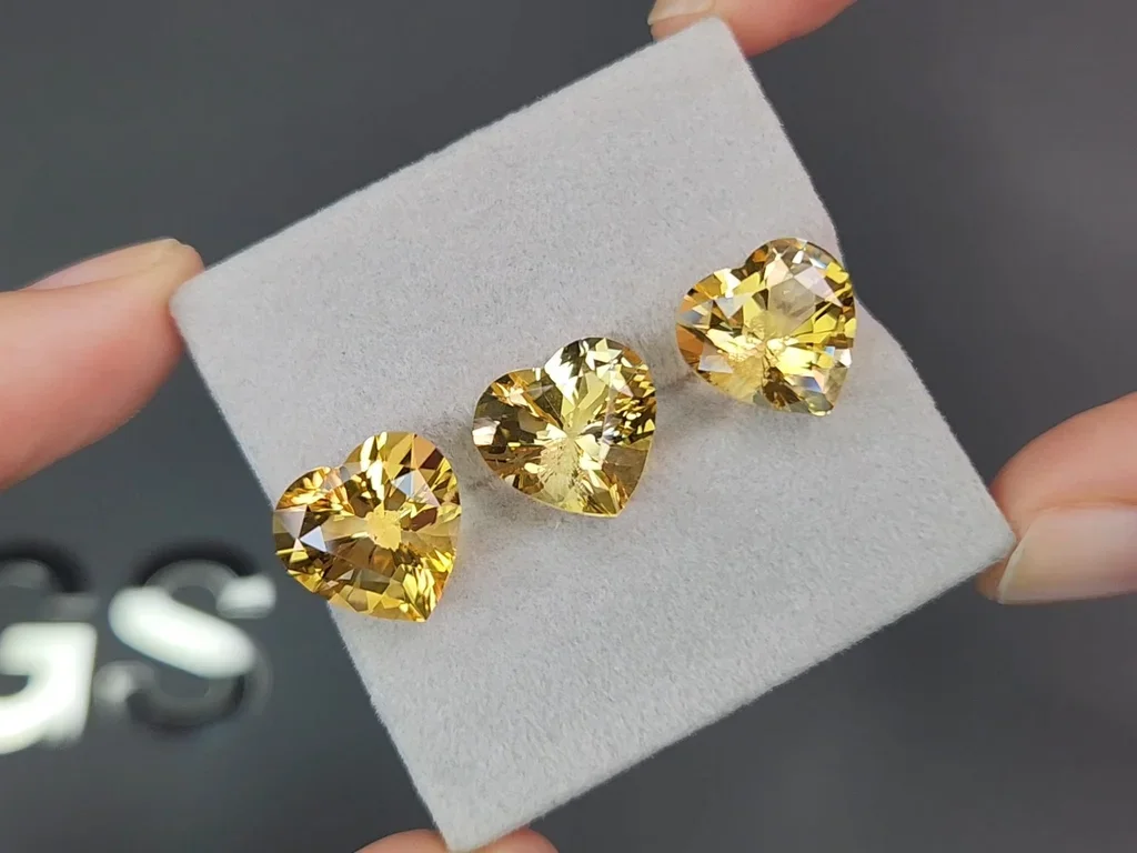 Set of citrines, high precision cut heart 13.73 carats, Africa Image №5