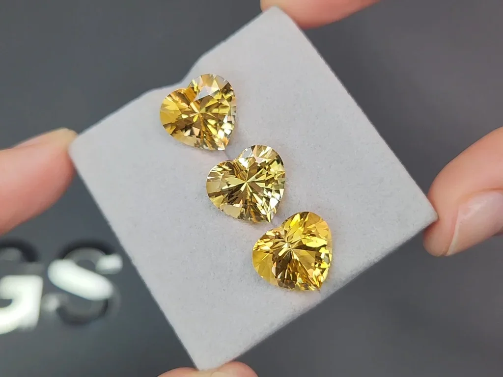 Set of citrines, high precision cut heart 13.73 carats, Africa Image №6