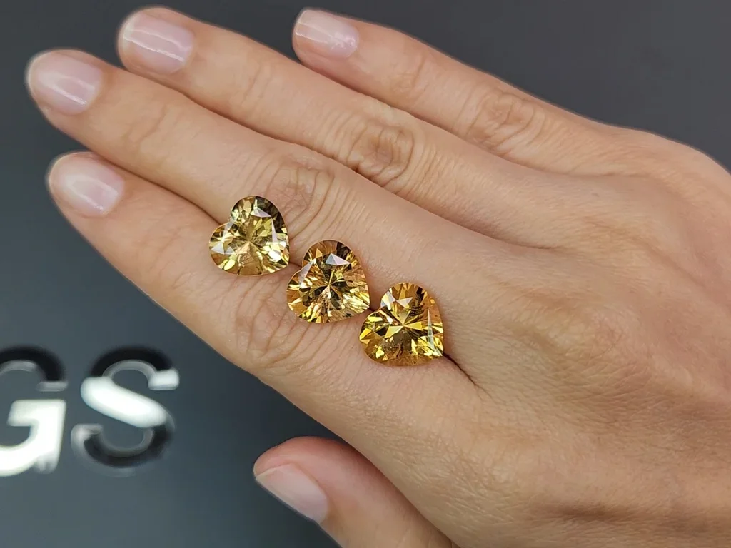 Set of citrines, high precision cut heart 13.73 carats, Africa Image №2