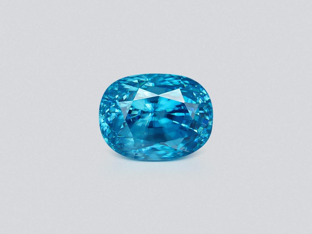 Large blue zircon in oval cut 11.22 carats, Cambodia  Image №1
