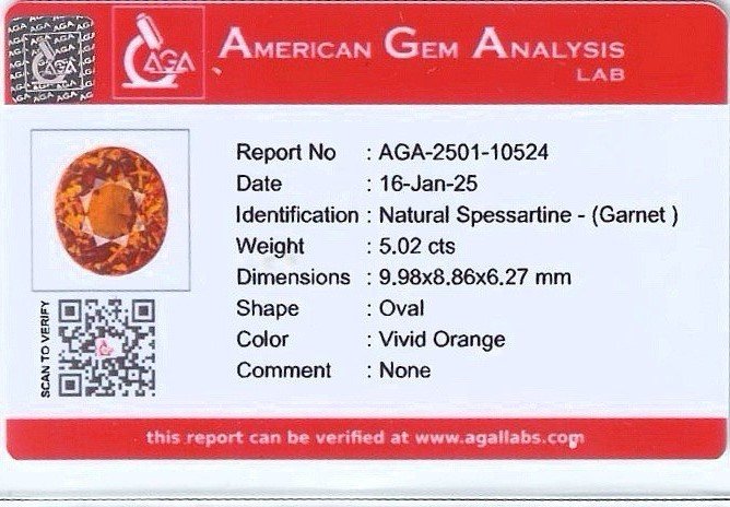 Spessartine garnet in oval cut 5.02 carats, Africa Image №6