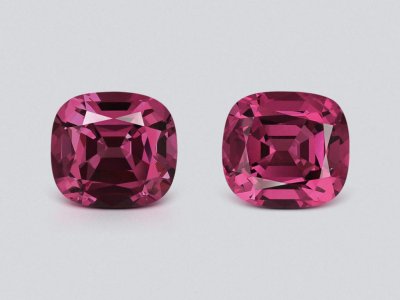 Pair of purple rhodolite cushion cut 4.91 carats, Tanzania photo