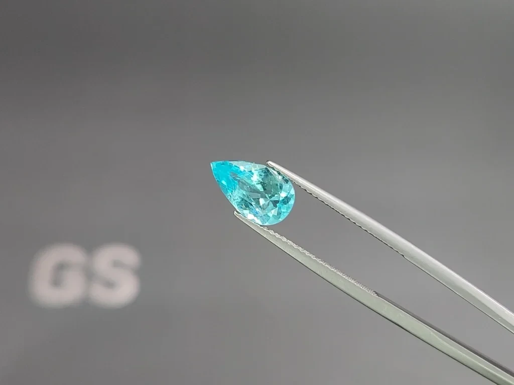 Neon blue Paraiba tourmaline pear cut 1.83 carats, Africa Image №3
