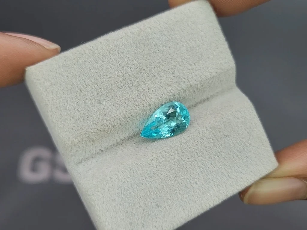 Neon blue Paraiba tourmaline pear cut 1.83 carats, Africa Image №4
