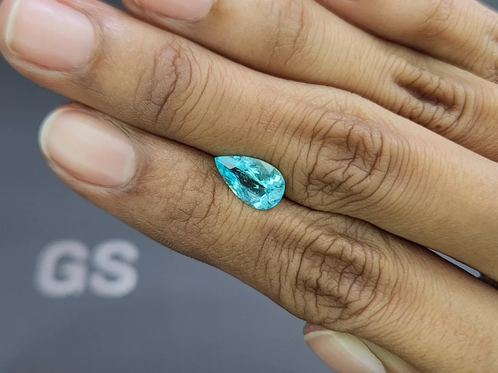 Neon blue Paraiba tourmaline pear cut 1.83 carats, Africa Image №2