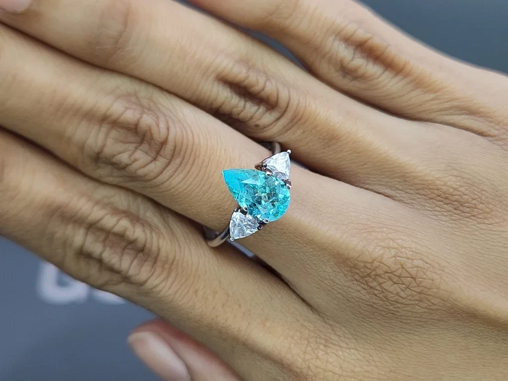 Neon blue Paraiba tourmaline pear cut 1.83 carats, Africa Image №5