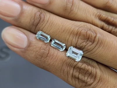 Set of aquamarines octagon cut  2.87 carats, Madagascar photo
