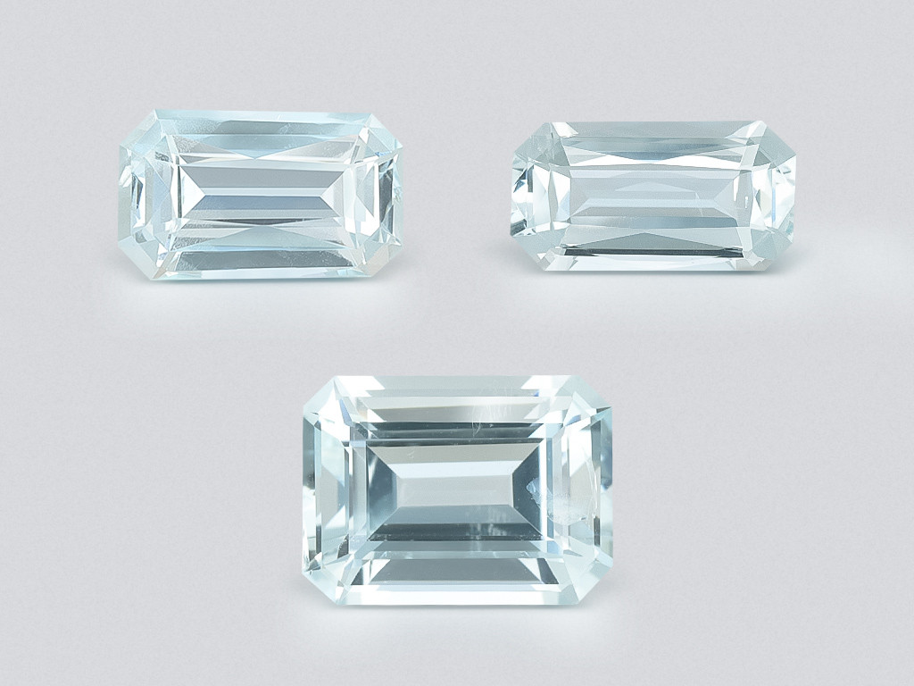 Set of aquamarines octagon cut  2.87 carats, Madagascar Image №1