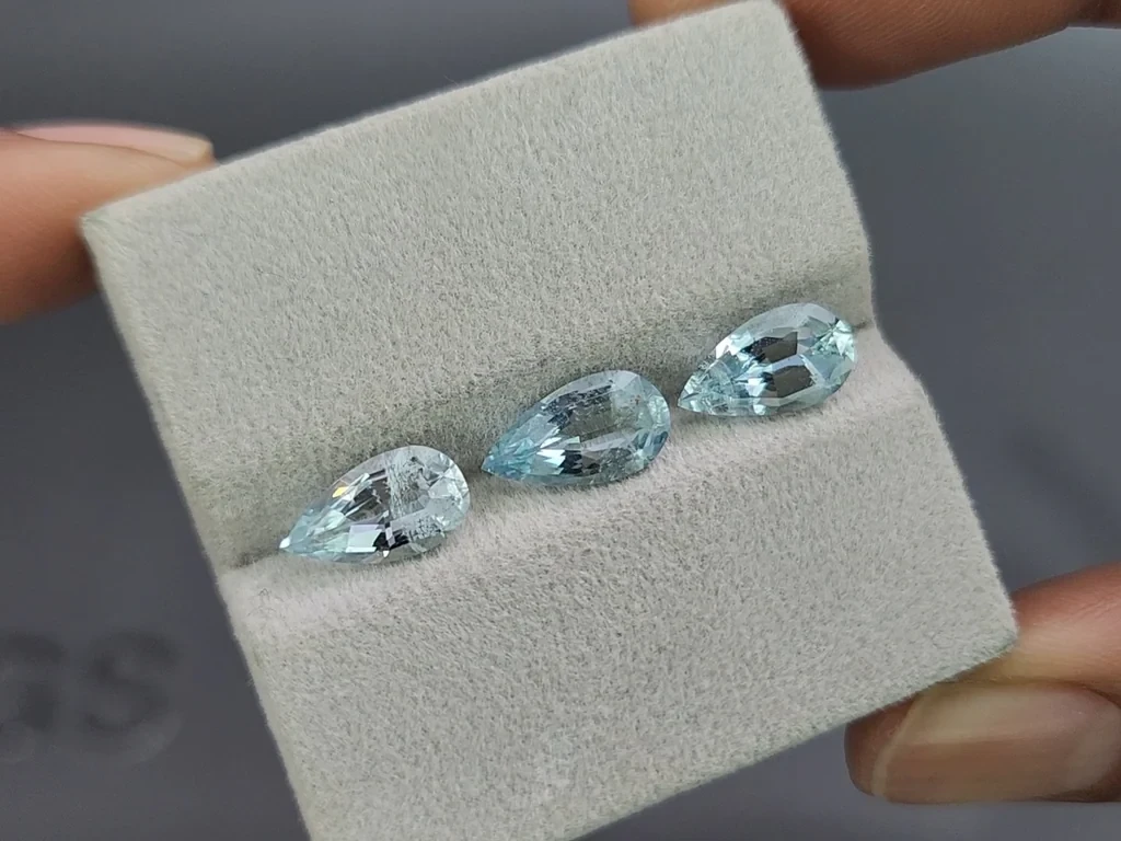 Set of aquamarines in pear cut 3.78 carats, Madagascar Image №5