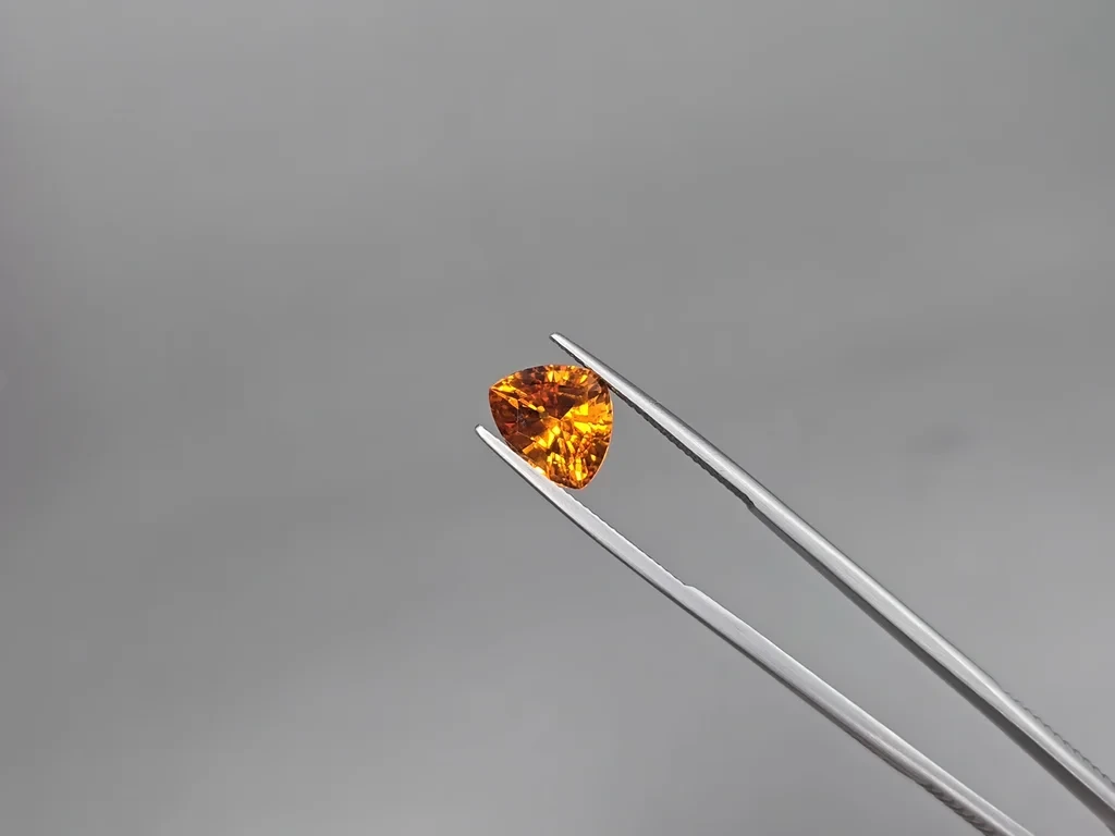 Garnet spessartine rare colored Fanta trillion cut 4.07 carats, Africa Image №3