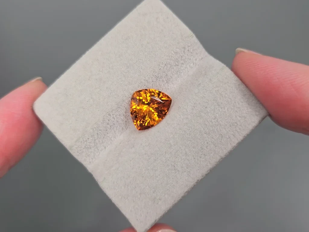 Garnet spessartine rare colored Fanta trillion cut 4.07 carats, Africa Image №4