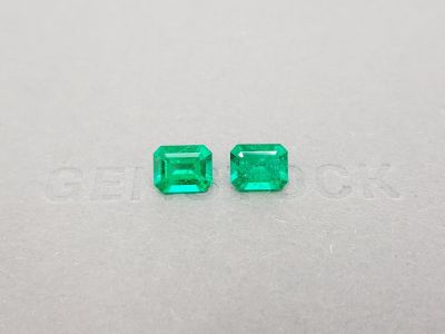 Pair of octagon cut emeralds 3.00 ct, Colombia photo